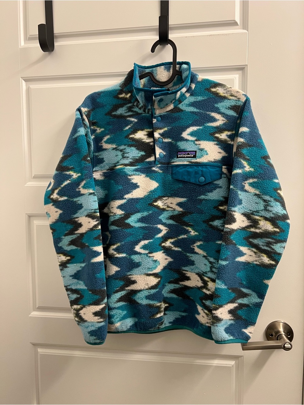 Patagonia Synchilla Snap t women’s Fleece Pullover  Trout Tales ELWHA Blue XXS